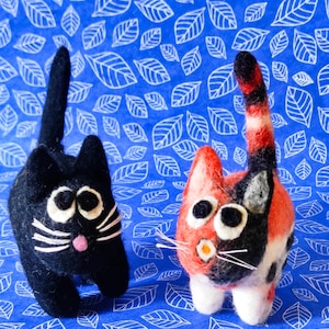 Nadel gefilzte Wollkatze Skulptur