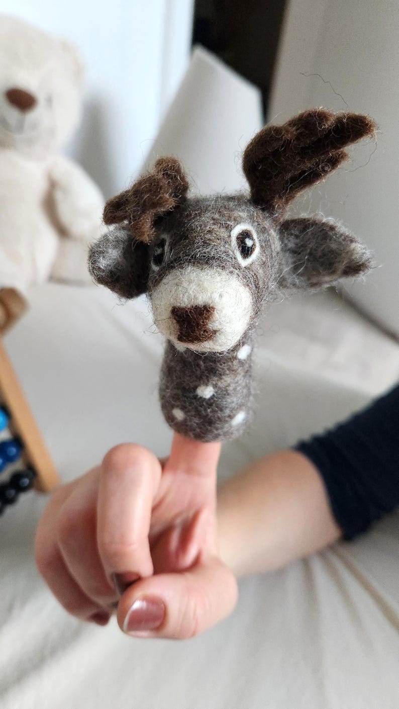 Handmade Felt Deer Finger Puppet: Woodland Storytime Toy - Etsy