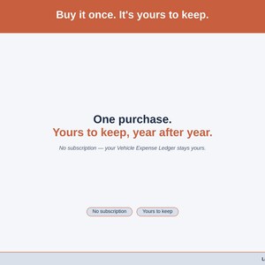 Typographic slide on ownership: one purchase, no subscription, captioned no subscription, yours to keep.