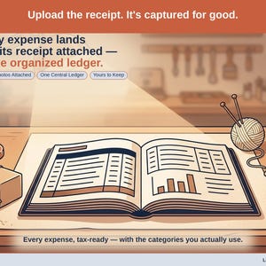 Closing slide, captioned receipt photos attached, one central ledger, yours to keep. Every maker expense lands with its receipt attached, in one ledger that stays in your own Drive.