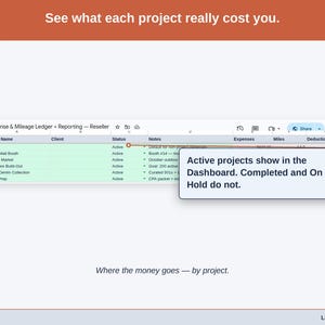The Projects tab, costs grouped the way a reseller business actually divides its work. by sourcing channel, inventory lot, or sales platform