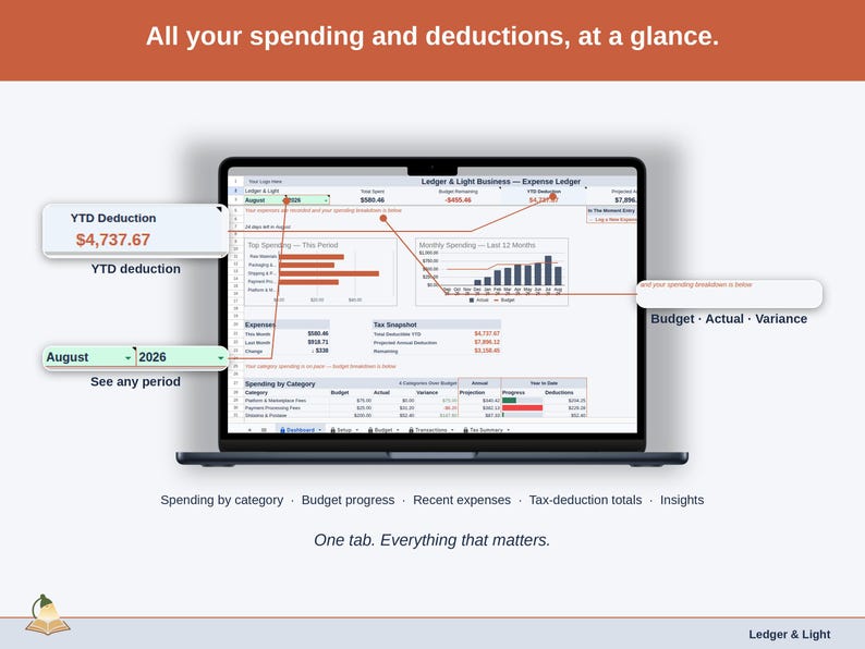 Expense Ledger for Google Sheets — digital spreadsheet template preview 10