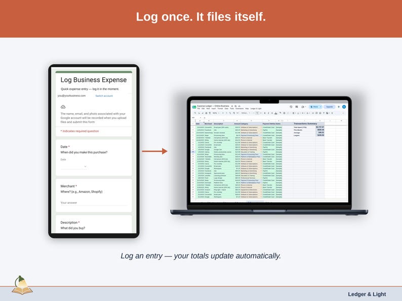 Expense Ledger for Google Sheets — digital spreadsheet template preview 6