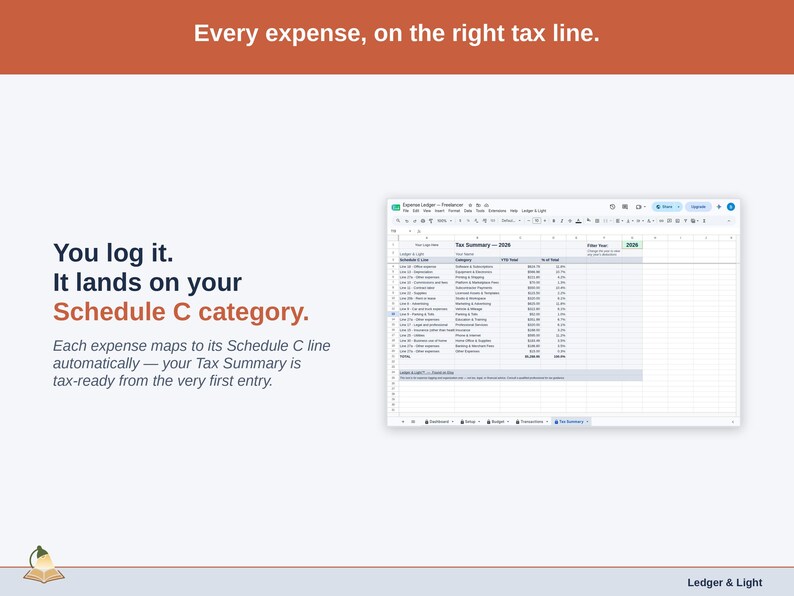 Expense Ledger for Google Sheets — digital spreadsheet template preview 8