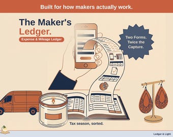 Maker Expense & Mileage Ledger | 1099 Self-Employed Tax and Mileage Spreadsheet | Schedule C Small Business | Google Sheets