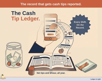 Cash Tip Ledger for Tipped Workers | Google Sheets Log (Digital Download)