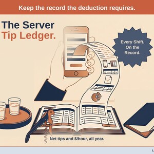 Server Tip Ledger | Restaurant Shift Log, Pay Stub Check (Google Sheets)