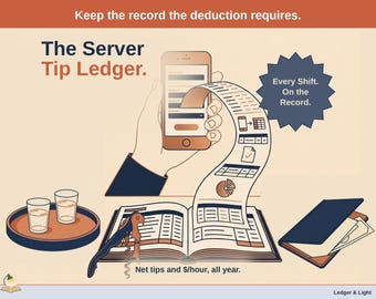 Server Tip Ledger | Restaurant Shift Log, Pay Stub Check (Google Sheets)
