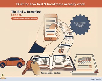 Kostnads-, körsträcka- och rapporteringsreskontra för bed and breakfast | 1099 Skatt, körsträcka och rapporter för egenföretagare | Schema C | Google Sheets