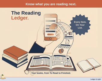 Reading Ledger | Book Log with To-Read List, Ratings and Finished Dates (Google Sheets)