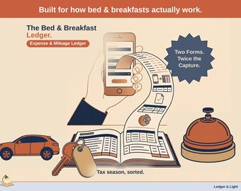 Kostnads- och körsträckare för Bed and Breakfast | 1099 Skatte- och körsträckare för egenföretagare | Schema C för småföretag | Google Sheets