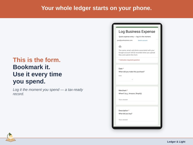 Expense Ledger for Google Sheets — digital spreadsheet template preview 4