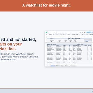 A statement slide on Up Next: a title you have added and not started waits on the Dashboard with its director, genre and where to watch beside it, next to Favorite Actors.