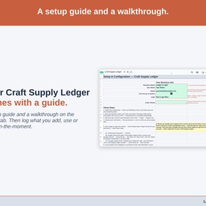 The Setup tab with its walkthrough: a setup guide, then log what you add, use or count in-the-moment.