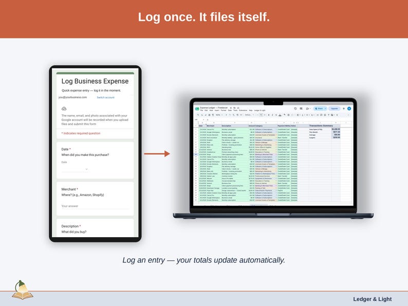 Expense Ledger for Google Sheets — digital spreadsheet template preview 6