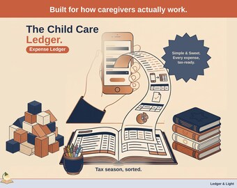 Child Care Provider Expense Ledger | 1099 Self-Employed Tax Spreadsheet, Schedule C Small Business Expenses | Google Sheets Template