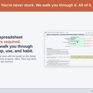 The Setup tab with its Setup Steps walkthrough — your info, theme pick and the Google authorization, then your rates and billing.