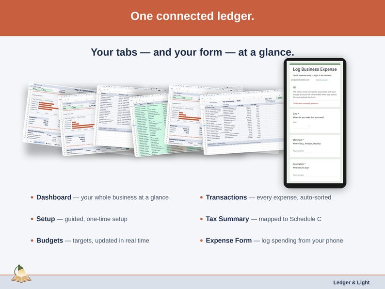 Expense Ledger for Google Sheets — digital spreadsheet template preview 14