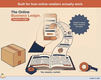 Online Retailer Expense Ledger | 1099 Self-Employed Tax Spreadsheet, Schedule C Small Business Expenses | Google Sheets Template