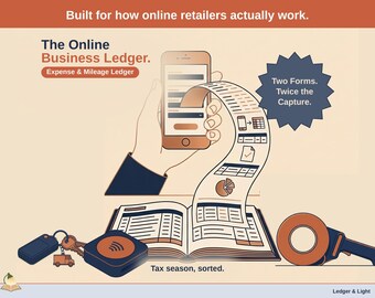 Online Retailer Expense & Mileage Ledger | 1099 Self-Employed Tax and Mileage Spreadsheet | Schedule C Small Business | Google Sheets