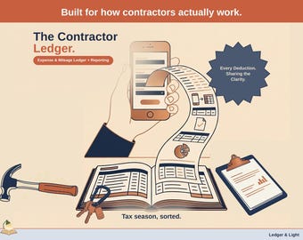 Contractor Expense, Mileage & Reporting Ledger | 1099 Self-Employed Tax, Mileage and Reports | Schedule C | Google Sheets