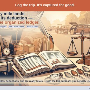 Closing slide, captioned every mile logged, one central ledger, yours to keep. Every reseller expense lands with its receipt attached, in one ledger that stays in your own Drive.