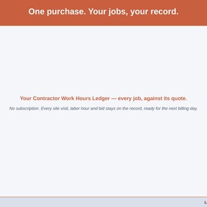 Closing slide for the Contractor Work Hours Ledger — one purchase, yours to keep.