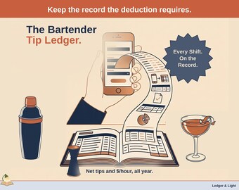 Bartender Tip Ledger | Cash, Card, Tip-Out Log (Google Sheets)