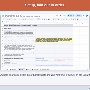 The Setup tab: your name, color theme, Clear Sample Data and the form link in one list.