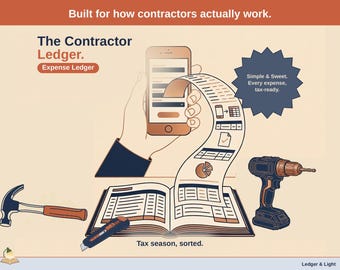 Contractor Expense Ledger | 1099 Self-Employed Tax Spreadsheet, Schedule C Small Business Expenses | Google Sheets Template