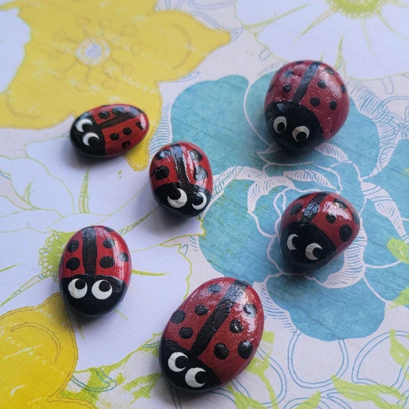 Ladybug Painted Rocks - Etsy