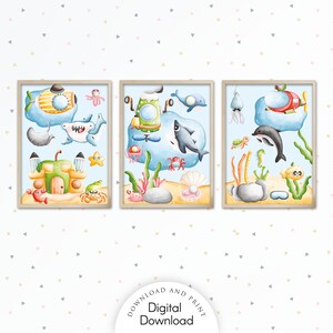 Ocean Nursery Print - Ocean Wall Art - Ocean Printable Art - Sea Art Prints - Ocean Animal Art - Kids Ocean Print