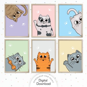 Cute Cat Print, Cute and Curious Cats, Cat Wall Art