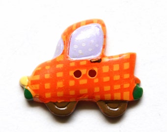 Truck Button, Pickup Truck Goofy button, Pickup Truck realistic button, Pickup Truck button, childrens button, orange truck button,