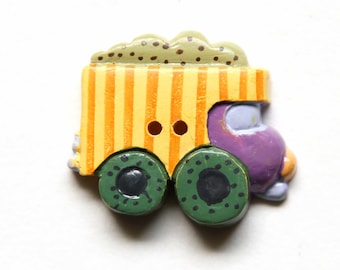Dump Truck Button, Dump Truck Goofy button, Dump Truck realistic button, striped Dump Truck button, childrens button,