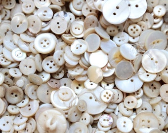 Supplies - Pound of Mother of Pearl Buttons, vintage button lot, pound of buttons, bulk buttons, craft buttons, shabby vase filler