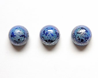 Blue Fridge Button Magnets with Iridescent Splatter