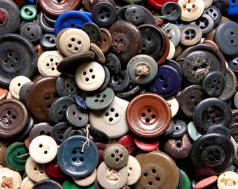 50 paper buttons, antique shabby cardboard buttons best for primitive crafts