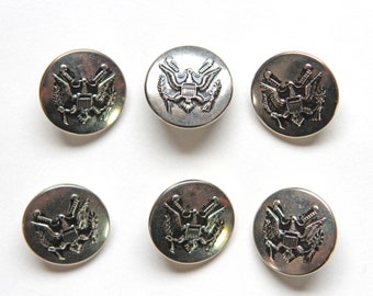 6 matching metal anchor vintage buttons, gold brass blazer buttons, new old stock, waterbury buttons