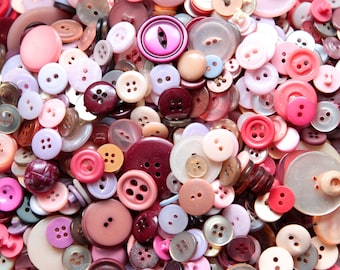 100 Pink Buttons for crafts, Lavender buttons, Lilac Buttons, bulk buttons,