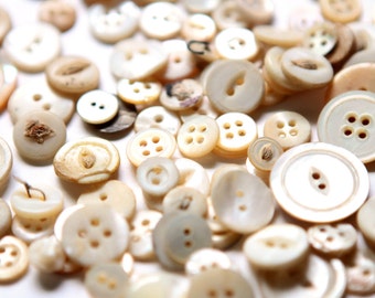 100 Vintage Mother of Pearl Buttons: Craft & Antique Button Lot