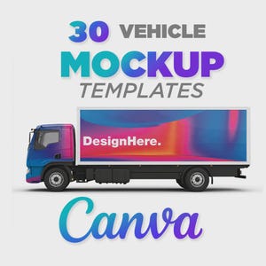 30 Vehicle Mockup Templates for Canva | Easy | Side Profile | Truck Trailer SUV Motorcycle Sports Super Car Van Golf Cart UTV Bundle Pack 4k