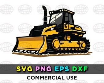 Bulldozer Logo SVG-Clipart-Dateien für Silhouette Cricut Baustelle schwere Ausrüstung Design EPS Png Dxf Vektor Schneiden Dateien DOWNLOAD