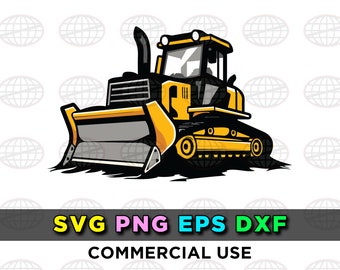 Bulldozer Logo SVG-Clipart-Dateien für Silhouette Cricut Baustelle schwere Ausrüstung Design EPS Png Dxf Vektor Schneiden Dateien DOWNLOAD