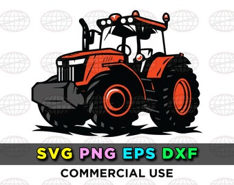 Bauernhof Traktor Logo SVG-Clipart-Dateien für Silhouette Cricut Landwirtschaft Orange schwere Ausrüstung EPS Png Dxf Vektor Schneiden Dateien DOWNLOAD