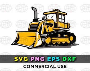 Bulldozer Logo SVG Clipart-Dateien für Silhouette Cricut Construction Heavy Equipment Design EPS png dxf Vektor Cut Dateien DOWNLOAD
