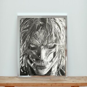 Erens Angriffstitan (Attack on Titan) ORIGINAL A3 (11,7 x 16,5 Zoll) Bleistiftzeichnung - handgefertigtes Kunstwerk-Poster