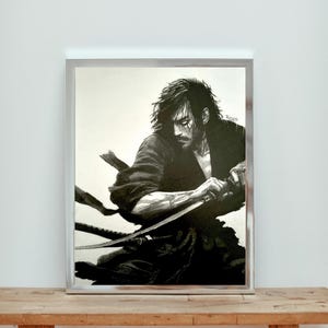 Miyamoto Musashi Samurai ORIGINAL A4 (8,27 x 11,69 Zoll) Bleistiftzeichnung - handgefertigtes Kunstwerk-Poster