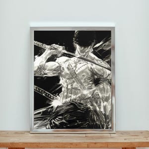 Zoro (One Piece) ORIGINAL A3 (11,7 x 16,5 Zoll) Bleistiftzeichnung - handgefertigtes Kunstwerk-Poster