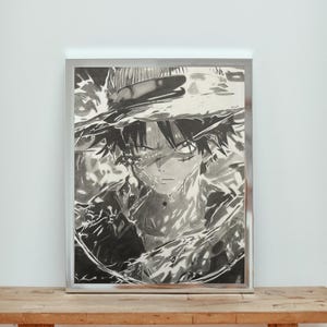 Luffy (One Piece) ORIGINAL A3 (11,7 x 16,5 Zoll) Bleistiftzeichnung - handgefertigtes Kunstwerk-Poster